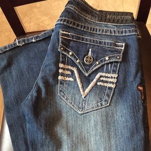 Affliction Bootcut Jeans with Embroidered details